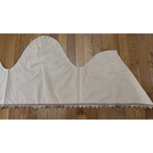 3 Country‎ Curtain Vintage Maroon Gold Green Gingham Scalloped  Valance Panels
